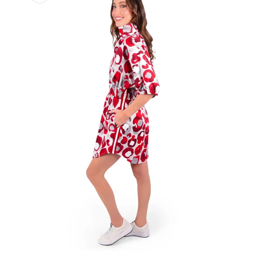 EMILY MCCARTHY Palmer Dress - Burgundy Collegiate Cheetah size L - Picture 10 of 10